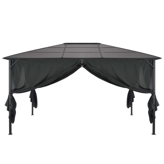 vidaXL Gazebo with Curtain Aluminium 4x3x2.6 m Black
