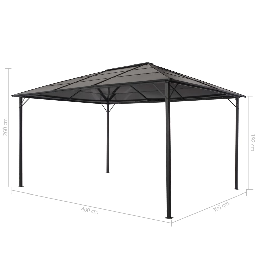 vidaXL Gazebo with Roof Aluminium 4x3x2.6 m Black