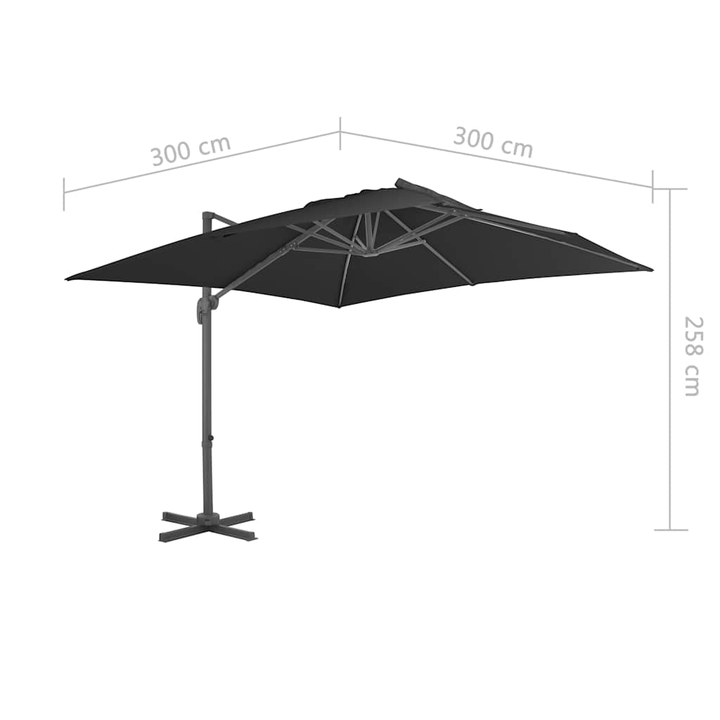 vidaXL Cantilever Garden Parasol with Pole 300x300 cm Anthracite