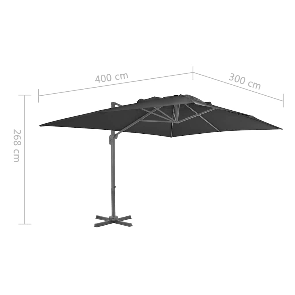 vidaXL Cantilever Garden Parasol with Pole 400x300 cm Anthracite