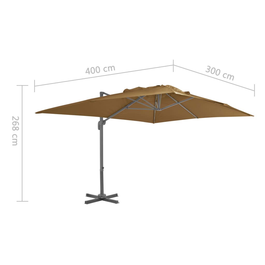 vidaXL Cantilever Garden Parasol | Taupe | Polyester | Large | Rotatable