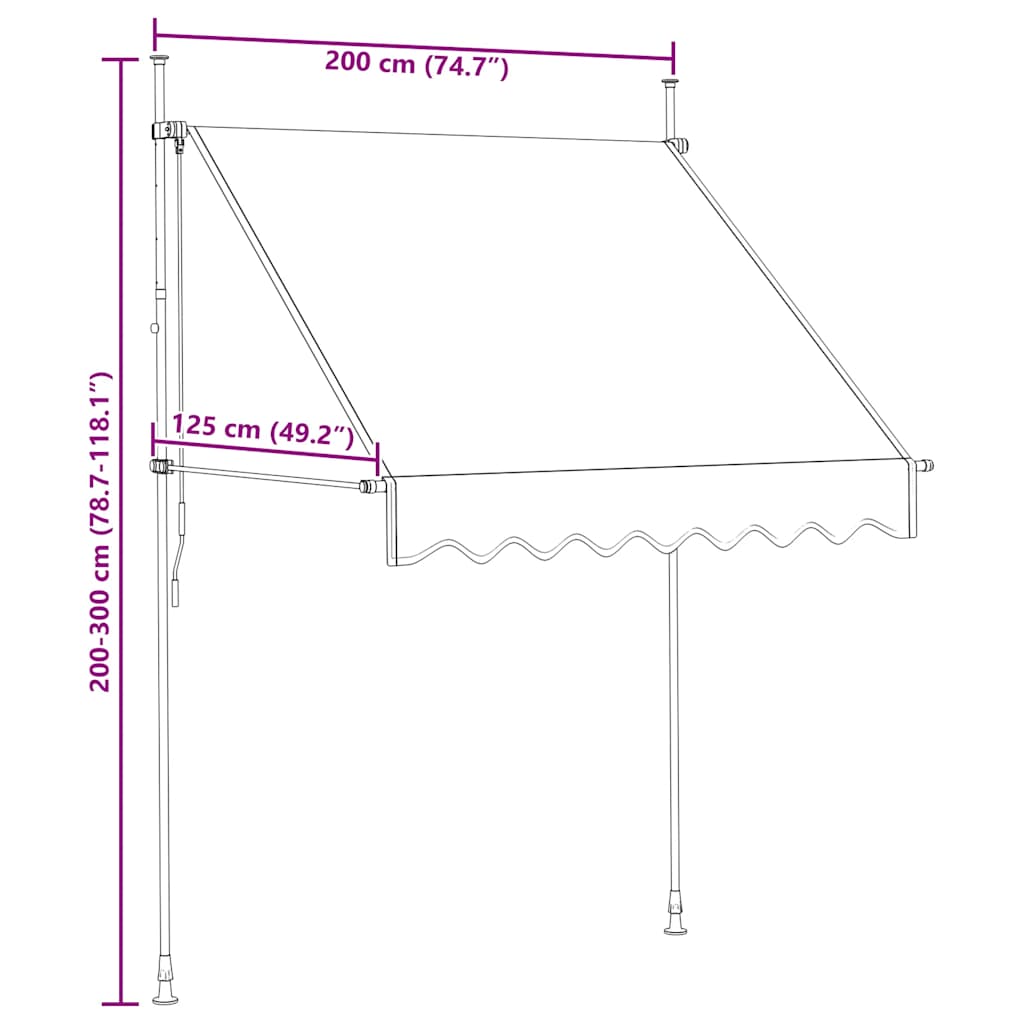 vidaXL Manual Retractable Awning 200 cm Anthracite