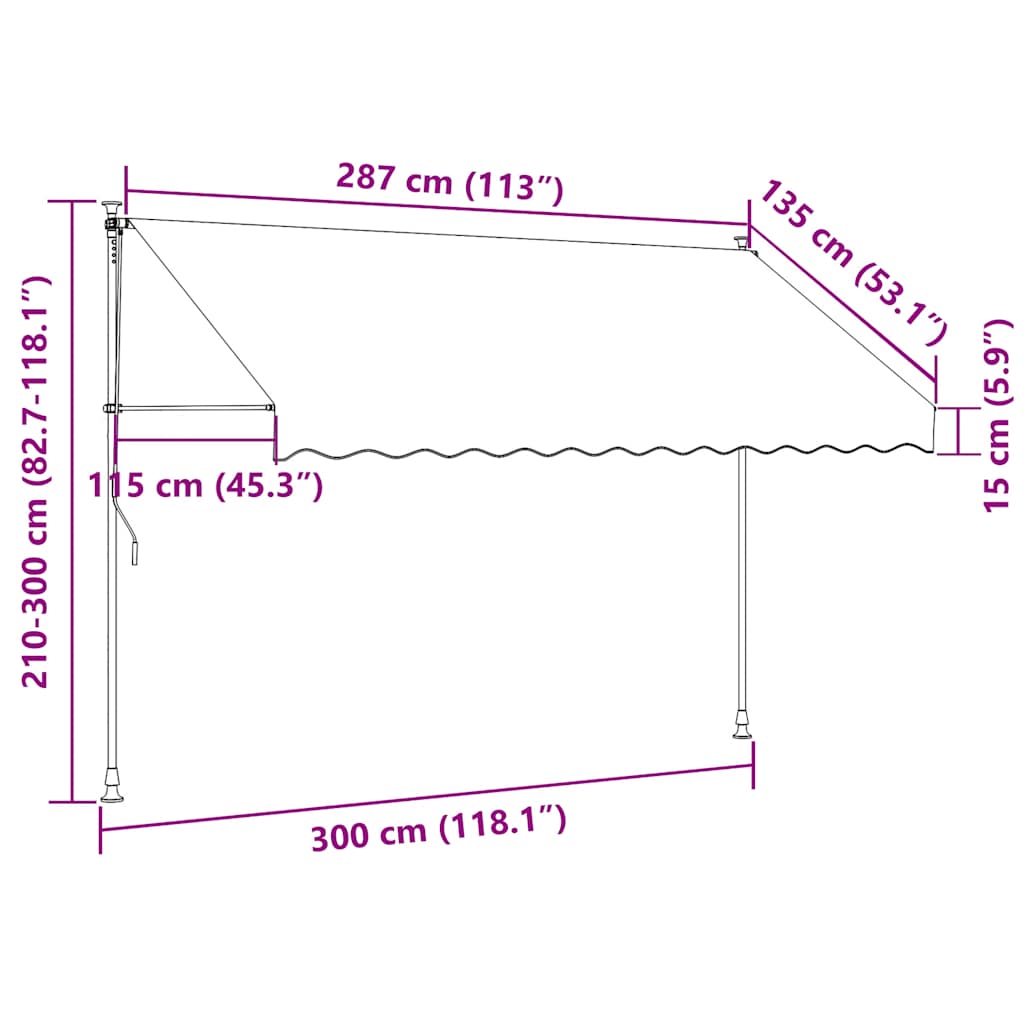 143690 vidaXL Manual Retractable Awning 300 cm Anthracite