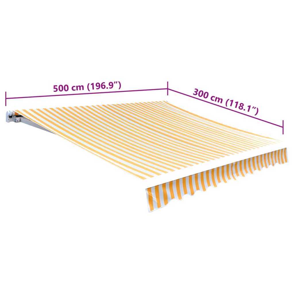 vidaXL Awning Top Sunshade Canvas Orange & White 500x300 cm