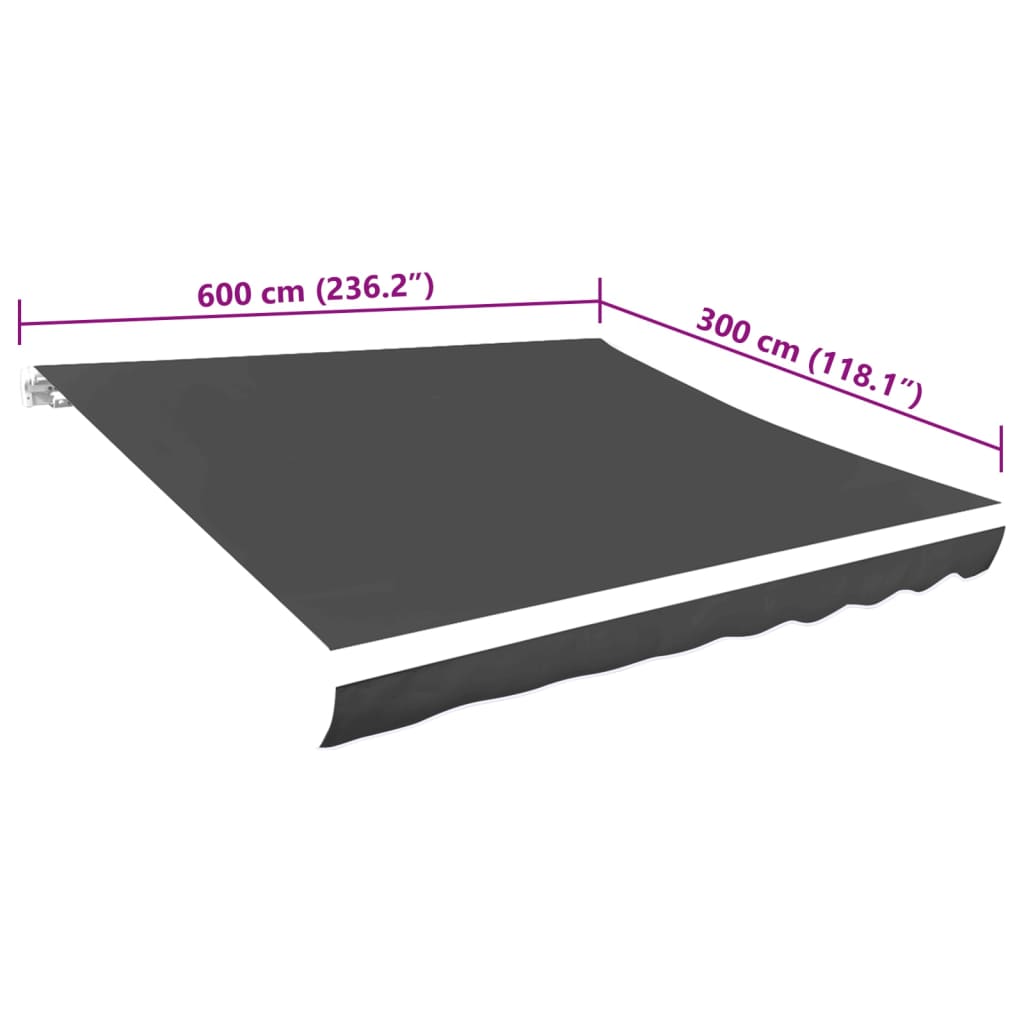 vidaXL Awning Replacement Fabric Grey 600x300 cm Polyester