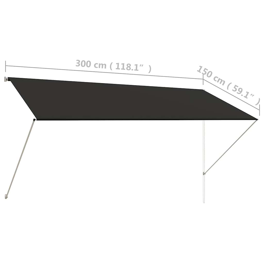 143761 vidaXL Retractable Awning 300x150 cm Anthracite