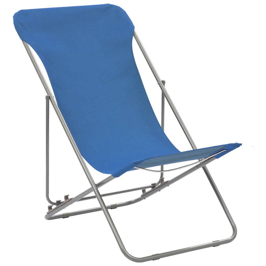 vidaXL Folding Chairs 2 pcs Steel and Oxford Fabric Blue