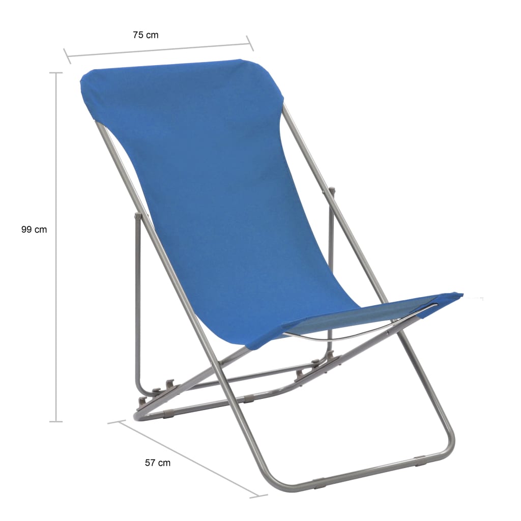 vidaXL Folding Chairs 2 pcs Steel and Oxford Fabric Blue