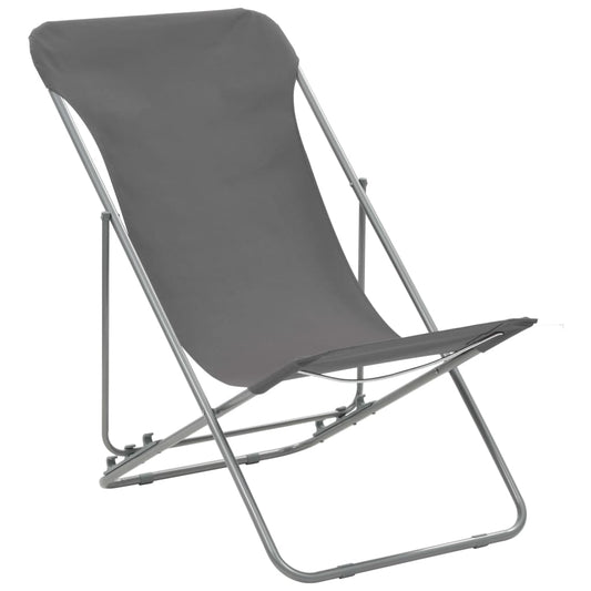 vidaXL Folding Beach Chairs 2 pcs Steel and Oxford Fabric Grey