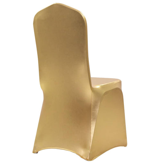 133556 vidaXL 6 pcs Chair Covers Stretch Gold
