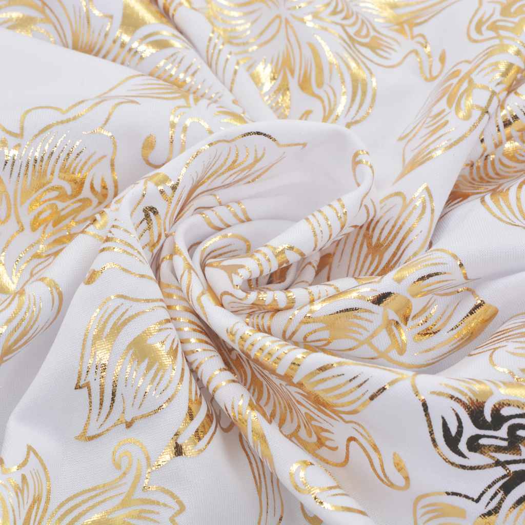 vidaXL 6 pcs Straight Chair Covers Stretch White with Golden Print