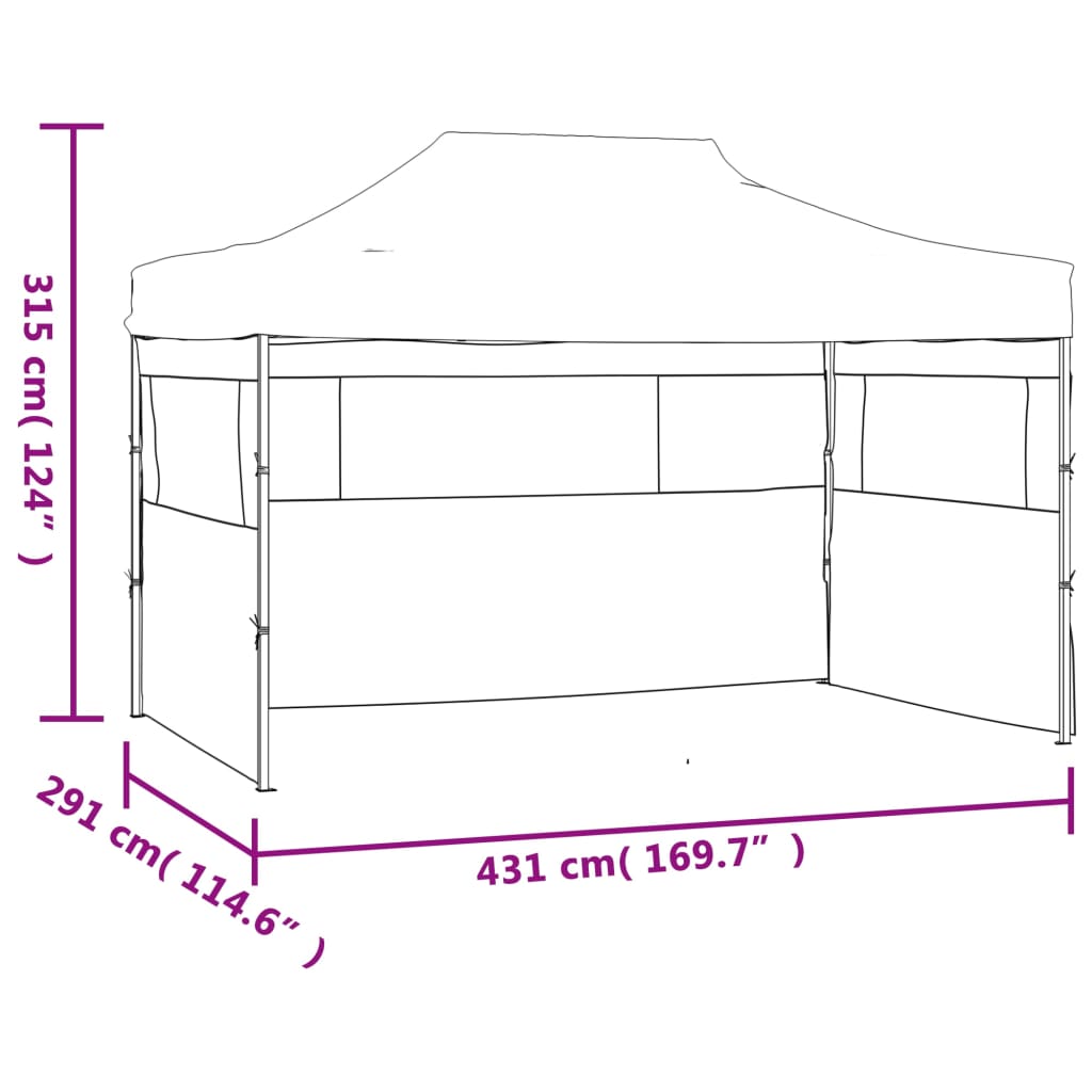 vidaXL Foldable Tent with 3 Walls 3x4.5 m Cream