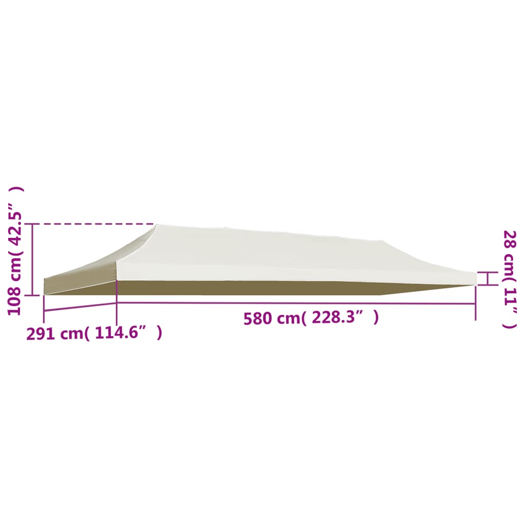 44986 vidaXL Party Tent Roof 3x6 m Cream