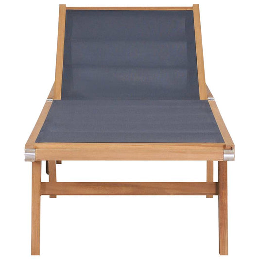 vidaXL Sunlounger | Teak and Black | Teak wood and Textilene fabric | Standard