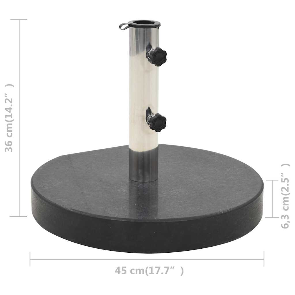 vidaXL Parasol Base | Black | Granite | Medium | Parasol Base | Round | Modern