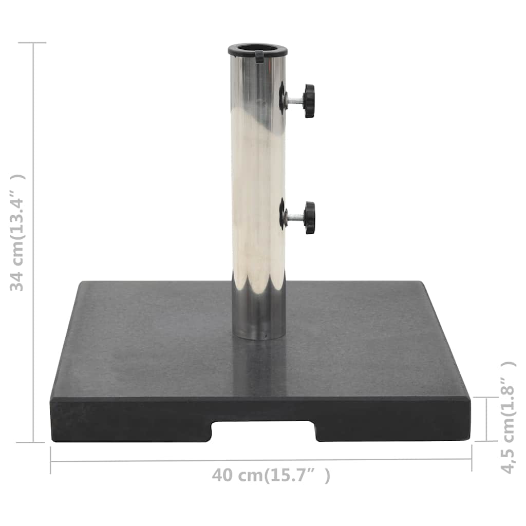 vidaXL Parasol Base | Black | Granite, Stainless Steel | 20kg, 40 x 40 x 4.5 cm