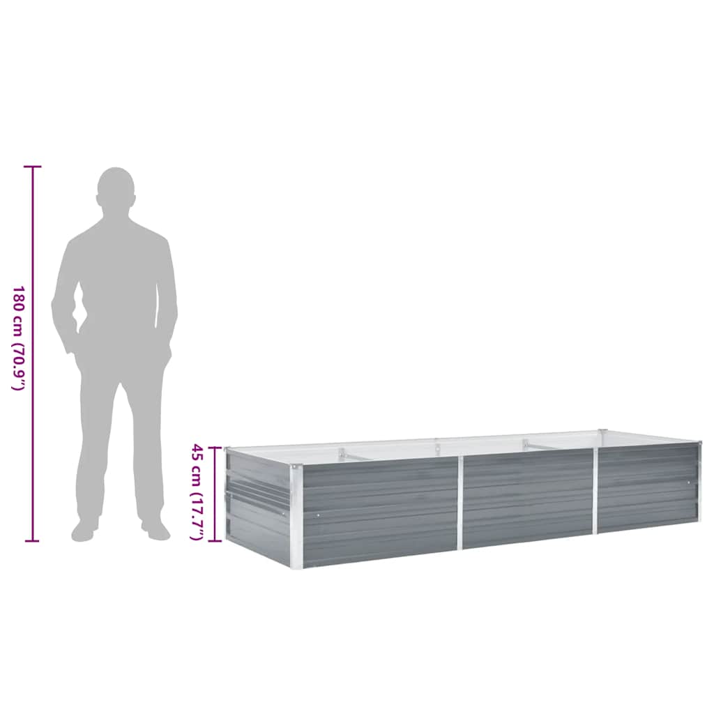 44842 vidaXL Garden Raised Bed Galvanised Steel 240x80x45 cm Grey