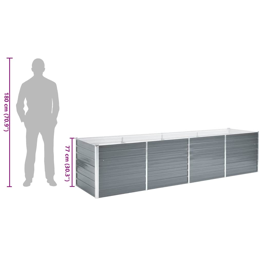 vidaXL Garden Raised Bed Galvanised Steel 320x80x77 cm Grey