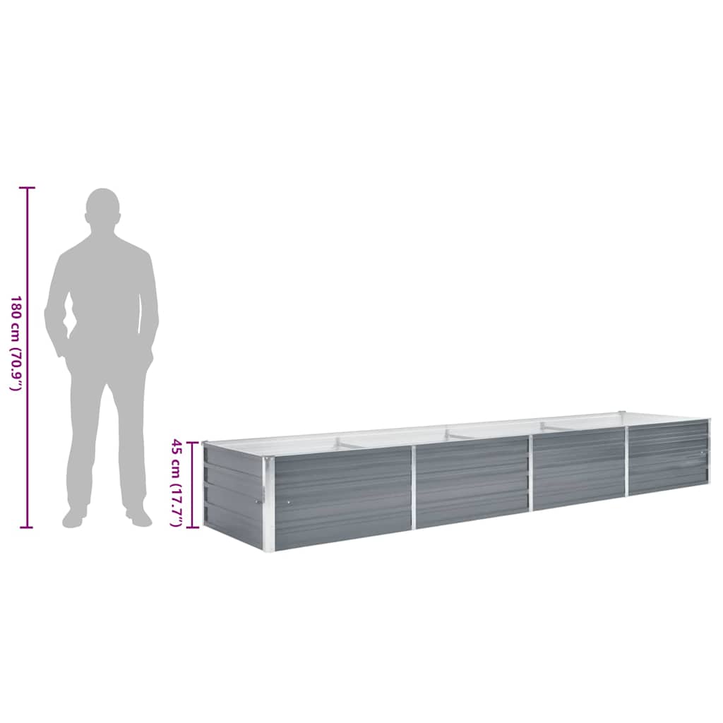 44846 vidaXL Garden Raised Bed Galvanised Steel 320x80x45 cm Grey