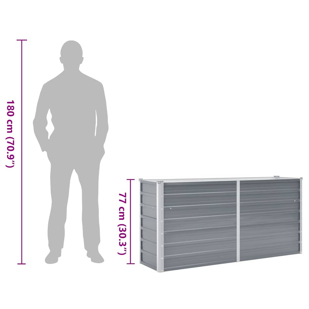 44848 vidaXL Garden Raised Bed Galvanised Steel 160x40x77 cm Grey