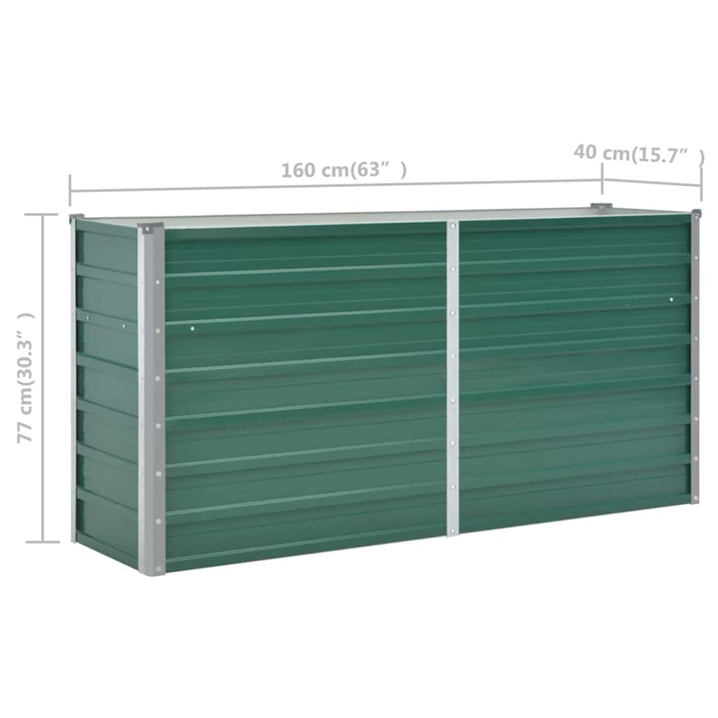 44849 vidaXL Garden Raised Bed Galvanised Steel 160x40x77 cm Green