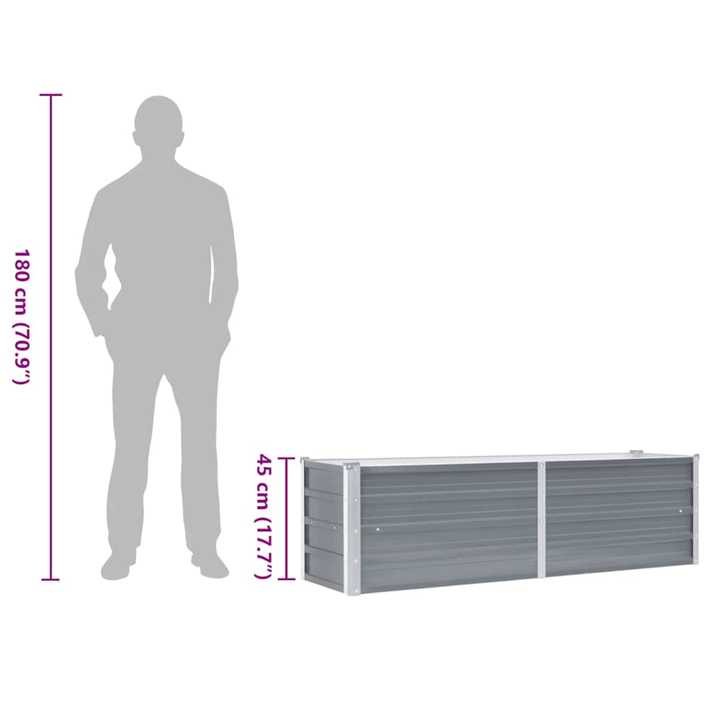 44850 vidaXL Garden Raised Bed Galvanised Steel 160x40x45 cm Grey