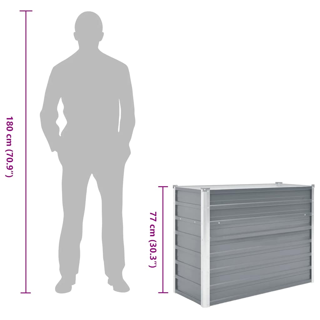 44852 vidaXL Garden Raised Bed Galvanised Steel 100x40x77 cm Grey