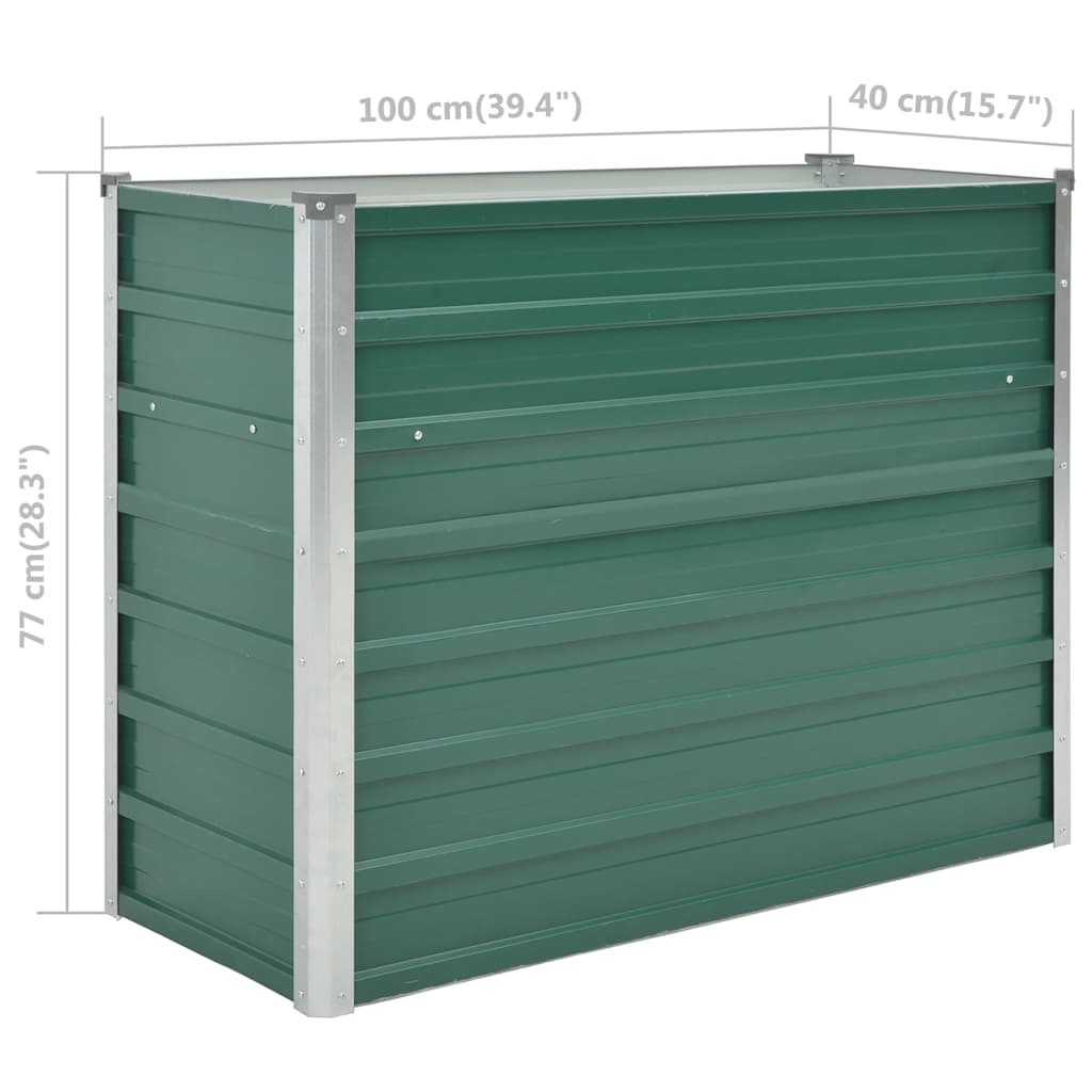 44853 vidaXL Garden Raised Bed Galvanised Steel 100x40x77 cm Green