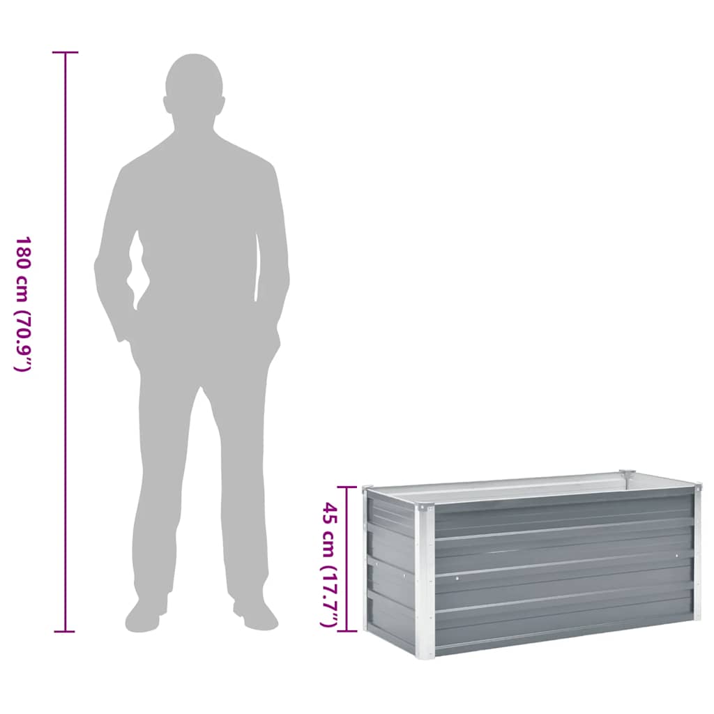 44854 vidaXL Garden Raised Bed Galvanised Steel 100x40x45 cm Grey
