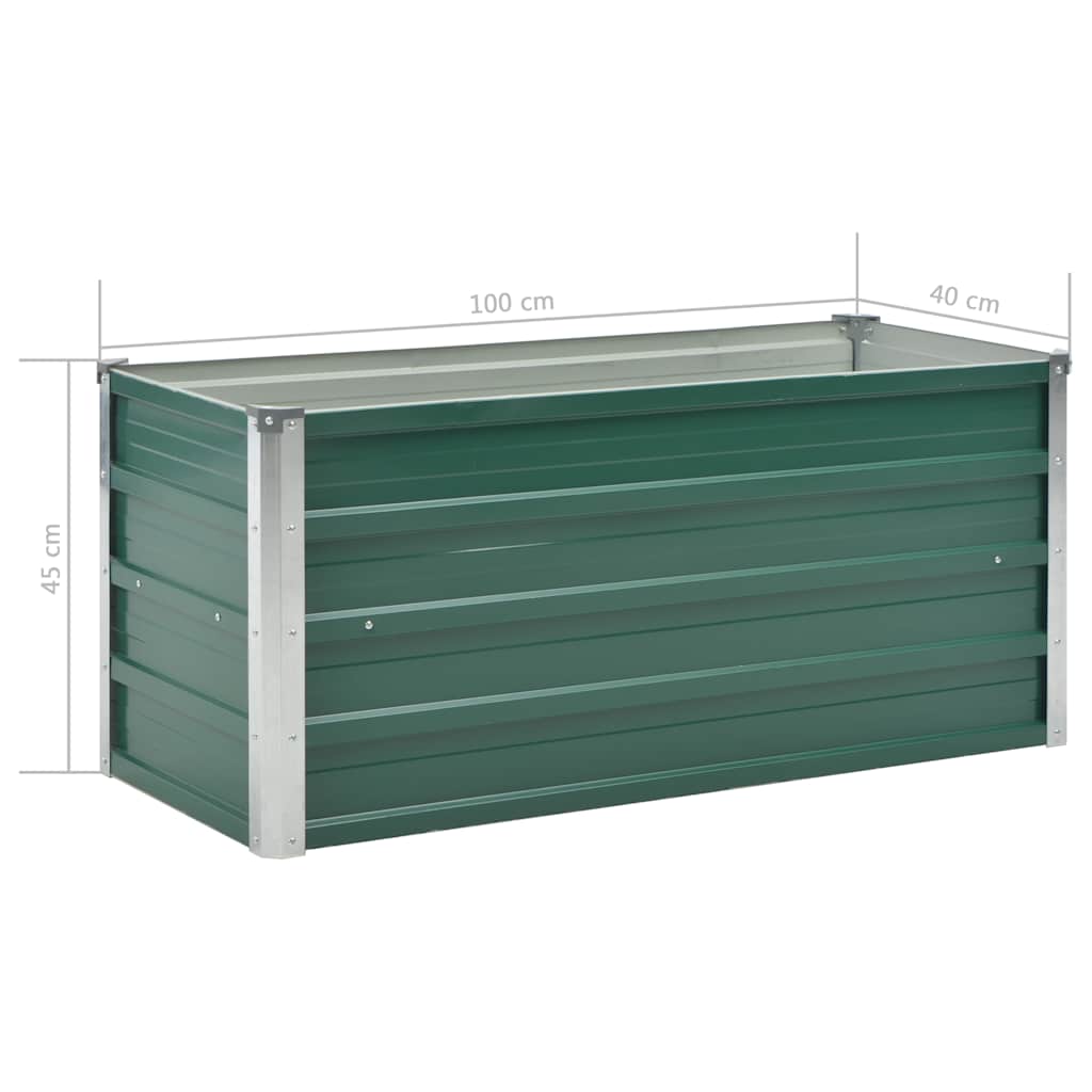 44855 vidaXL Garden Raised Bed Galvanised Steel 100x40x45 cm Green