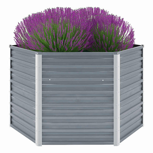 44856 vidaXL Garden Raised Bed Galvanised Steel 129x129x77 cm Grey