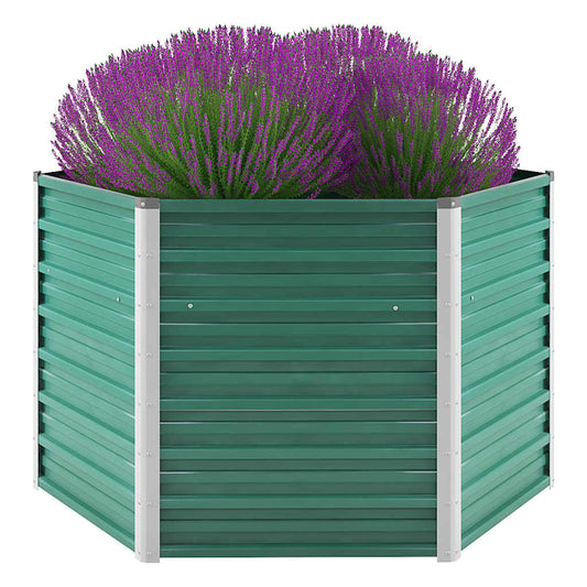 44857 vidaXL Garden Raised Bed Galvanised Steel 129x129x77 cm Green