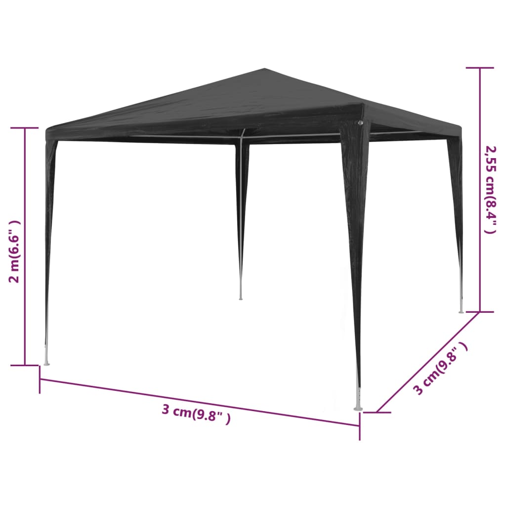 vidaXL Party Tent 3x3 m PE Anthracite