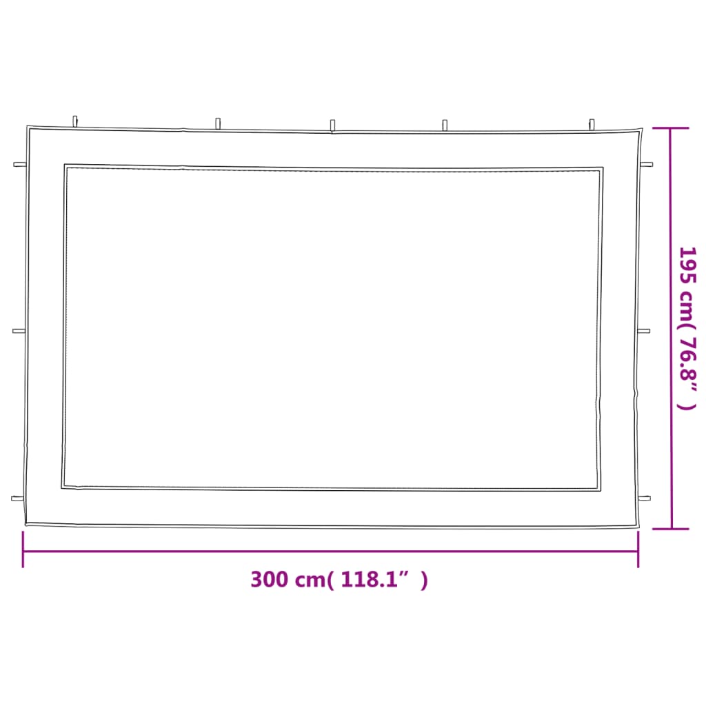 vidaXL Party Tent Sidewall 2 pcs White and Black Mesh