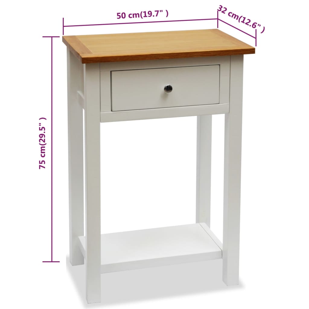 vidaXL End Table 50x32x75 cm Solid Oak Wood