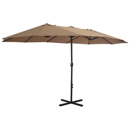 vidaXL Parasol | Taupe | Polyester | Extra Large | Height-Adjustable