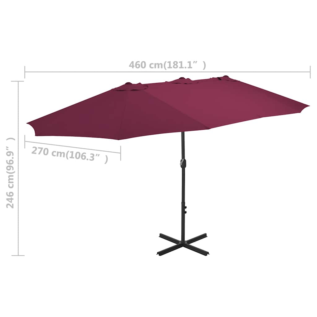 vidaXL Garden Parasol | Bordeaux Red | Polyester, Aluminium | Extra large