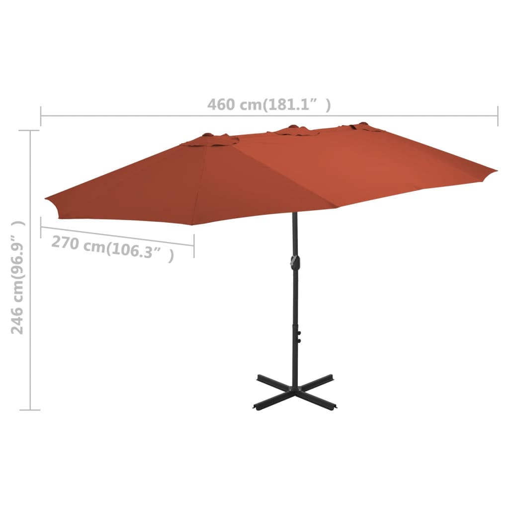 vidaXL Garden Parasol | Terracotta | Polyester | Extra Large