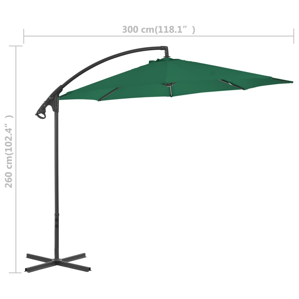 vidaXL Cantilever Garden Parasol | Green | Polyester | Large | Tiltable