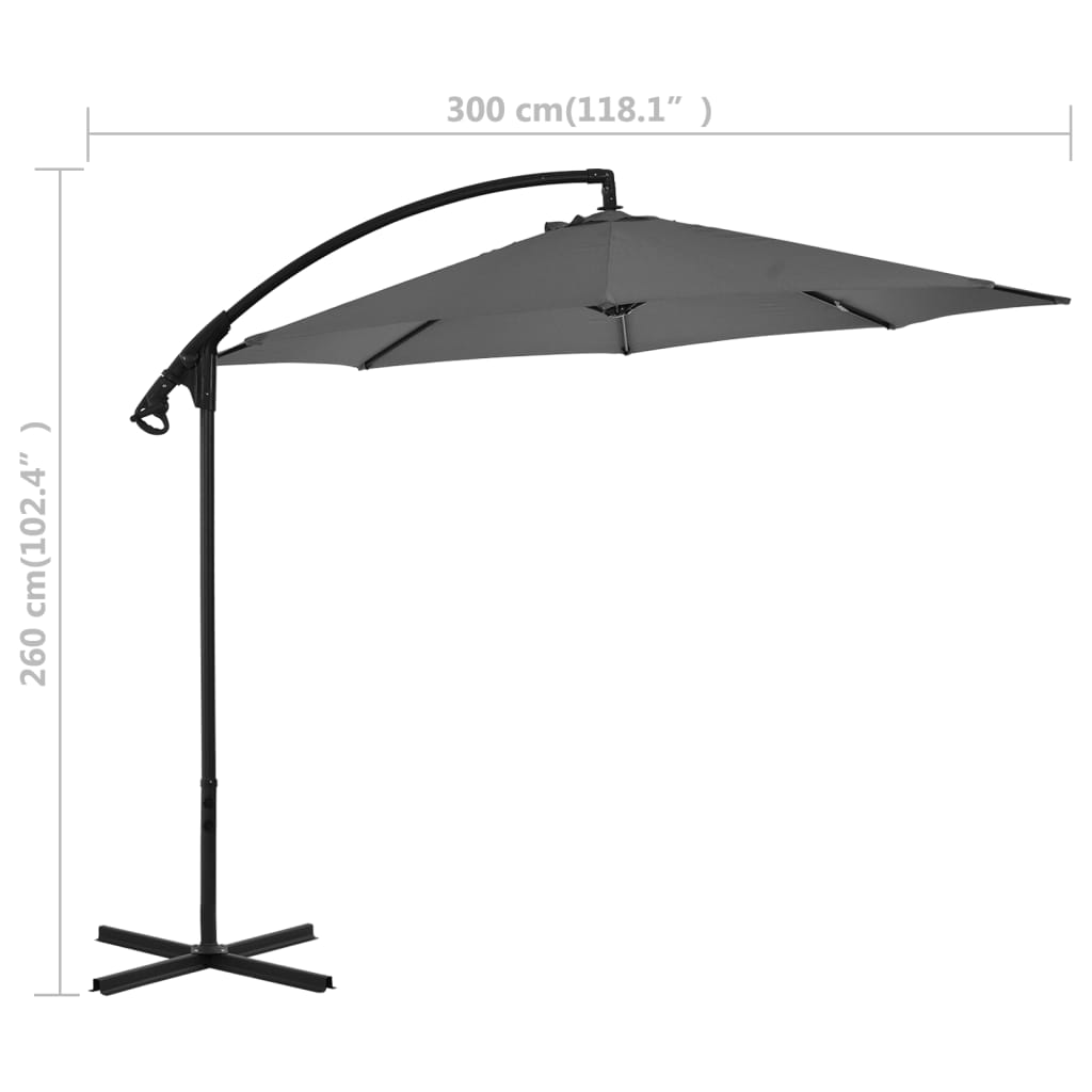vidaXL Cantilever Garden Parasol | Anthracite | Polyester, Steel