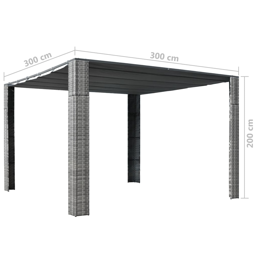 vidaXL Gazebo with Roof Poly Rattan 300x300x220 cm Grey and Anthracite