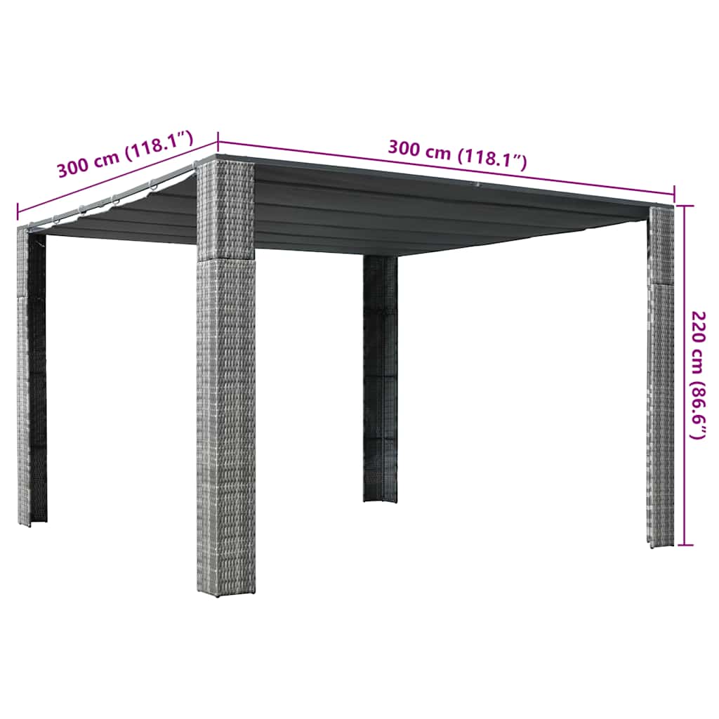 44818 vidaXL Gazebo with Roof Poly Rattan 300x300x220 cm Grey and Anthracite