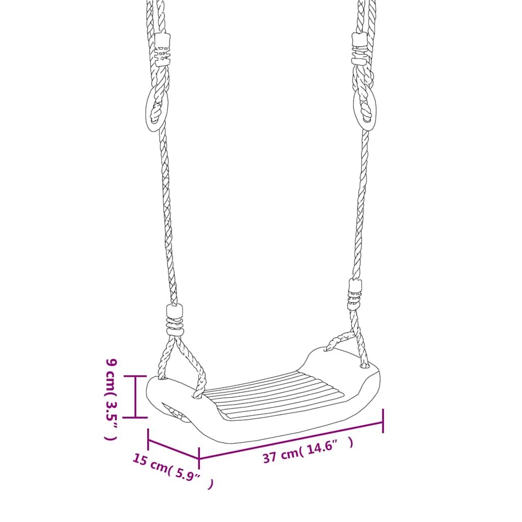 vidaXL Swing Seat with Rope Ladder Blue 37x15 cm PE