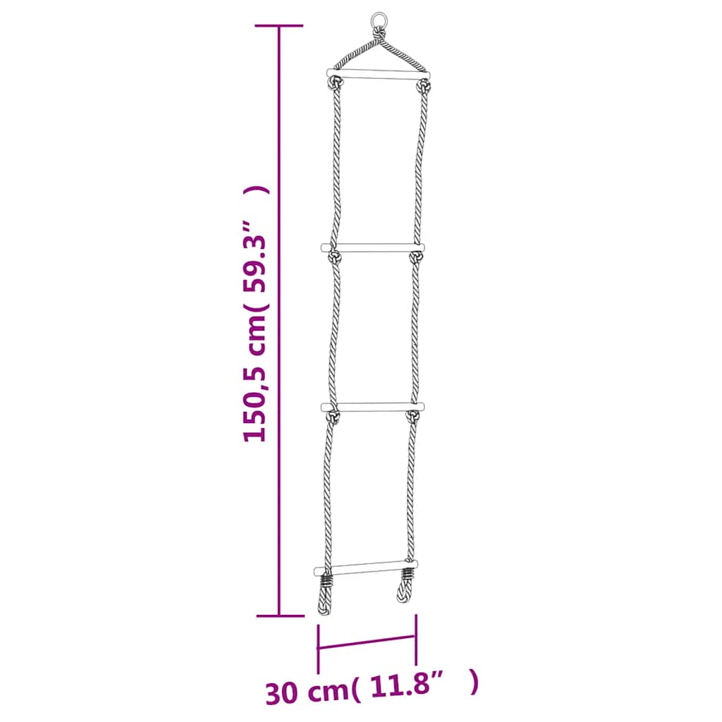vidaXL Swing Seat with Rope Ladder Blue 37x15 cm PE