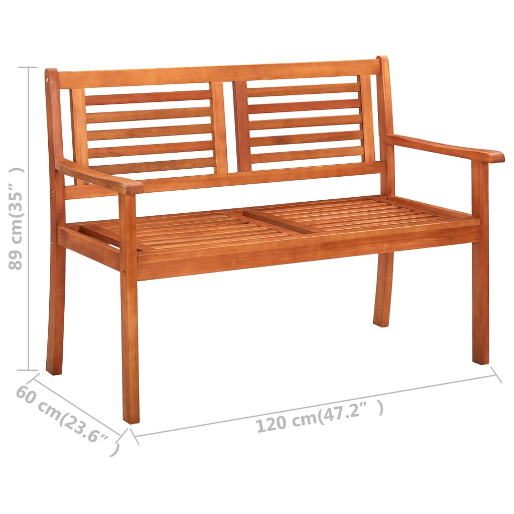 vidaXL Bench | Brown | Solid eucalyptus wood | 2-Seater | Ergonomic