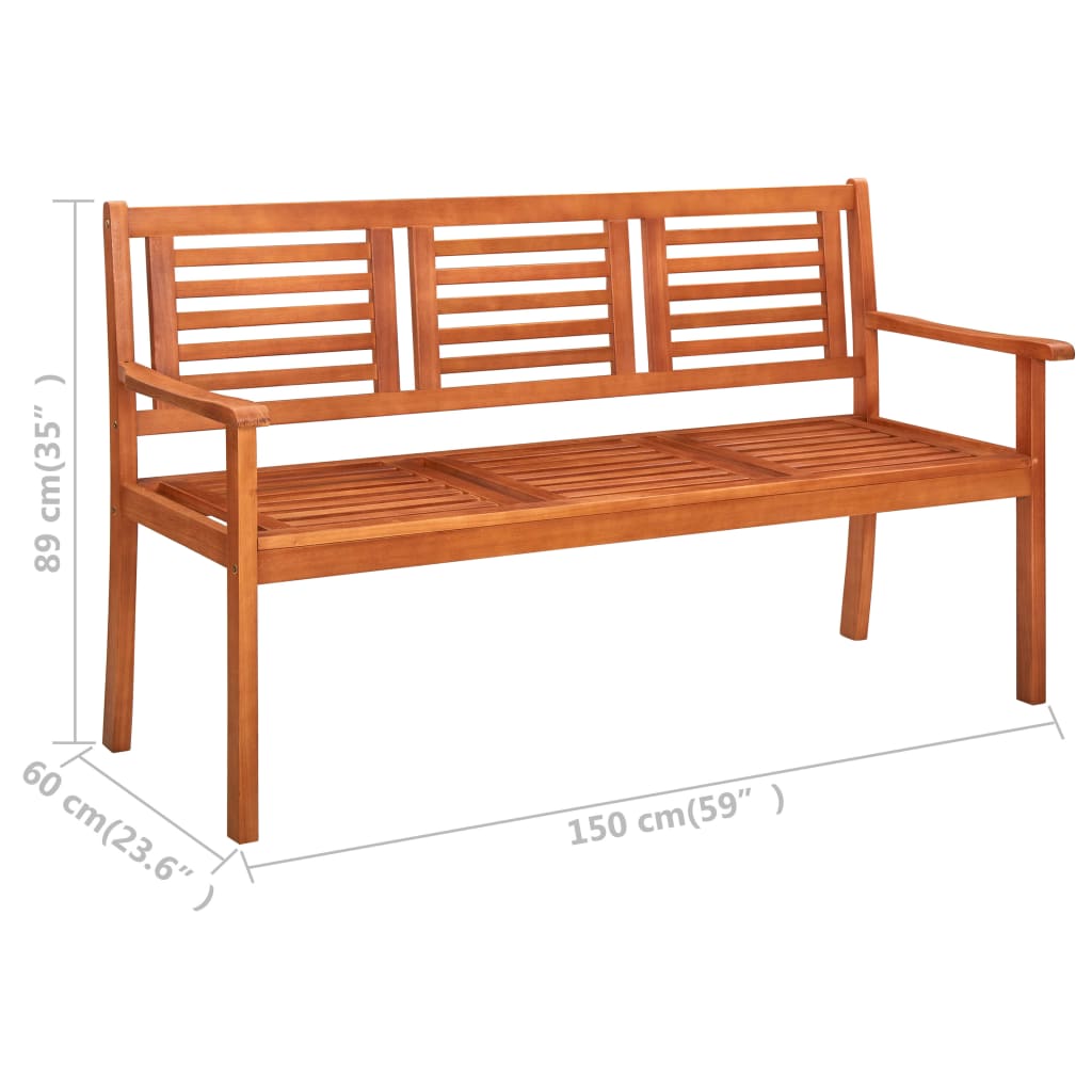 vidaXL Bench | Natural Brown | Solid Eucalyptus Wood | Large | Durable