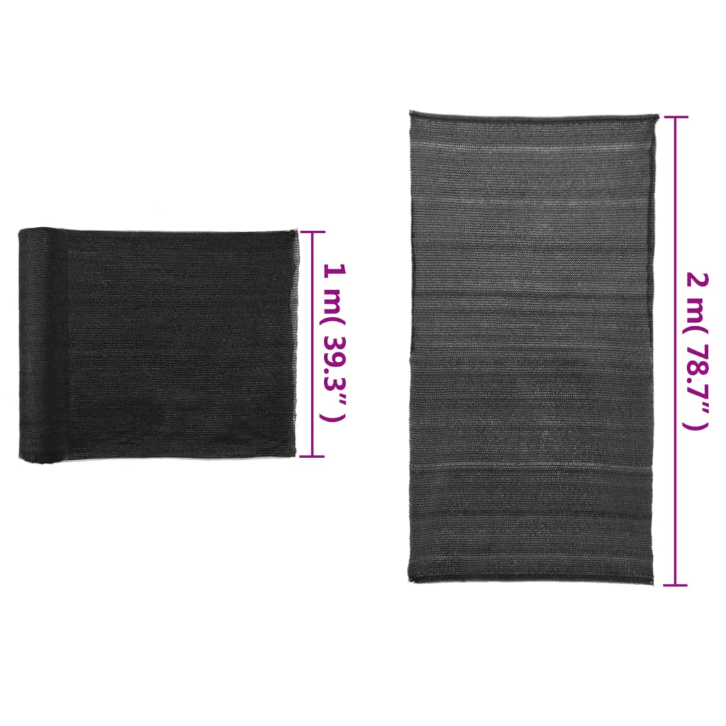 vidaXL Privacy Net HDPE 2x25 m Black