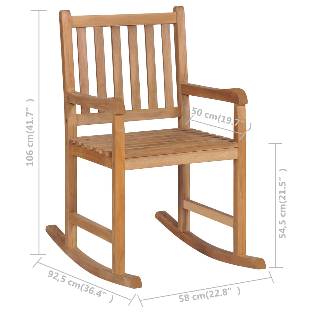 vidaXL Rocking Chair | Brown | Solid Teak Wood | Medium | Durable