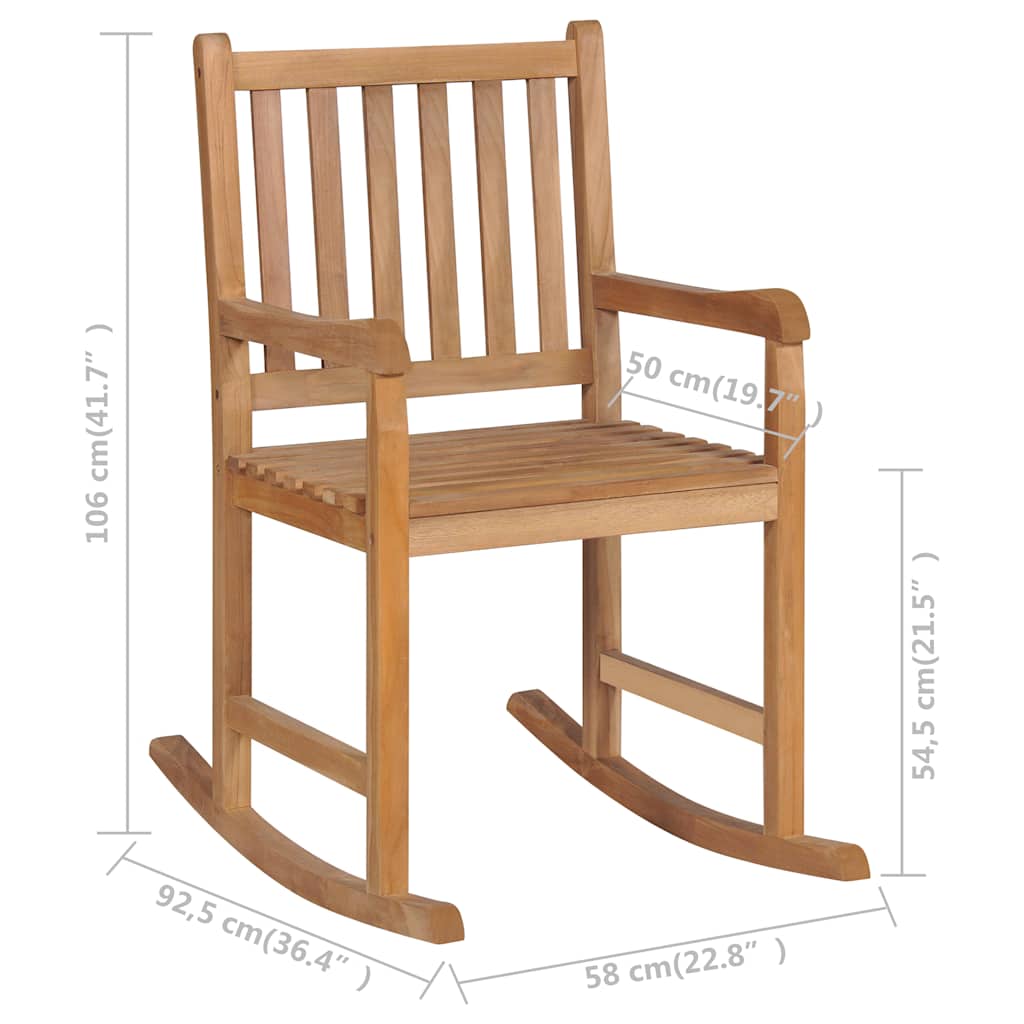 44992 vidaXL Rocking Chair Solid Teak Wood