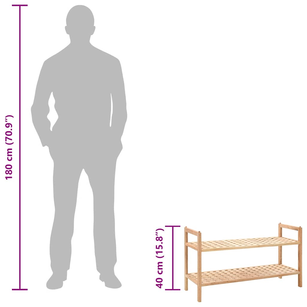 vidaXL Shoe Rack Solid Walnut Wood 69x26x40 cm